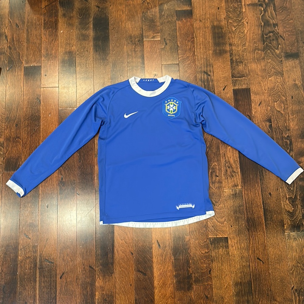 Vintage Nike Brasil/Brazil Blue Longsleeve Shirt - Size Small